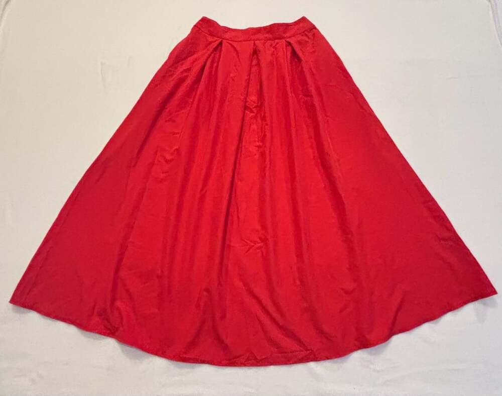 SHEIN Red Pleated Midi Skirt Size US 6
